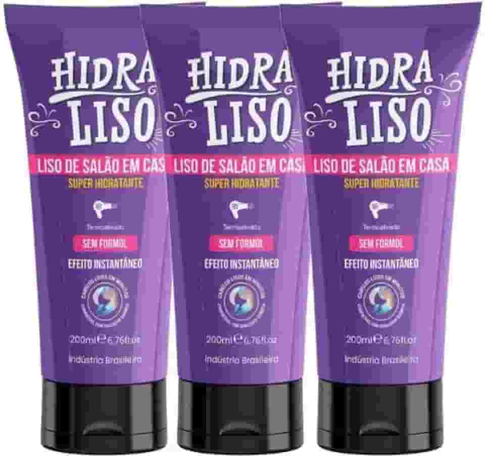 03 HidraLiso - Liso de Salao em Casa, Alisante Para Cabelo Organico, Progressiva de Chuveiro Sem Formol