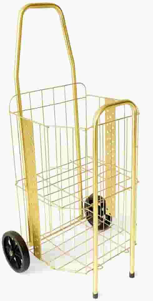 Carrinho De Feira Dobrável 2 Partes Reforçado 60kg Para Compras De Feira E Supermercado Dourado E Prata Compacto Ágil(Dourado)