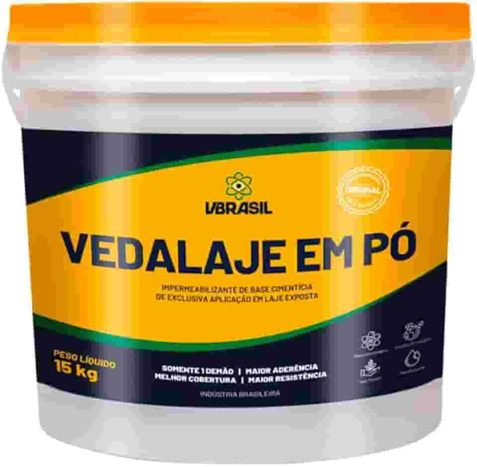 Vedalaje Em Pó 15Kg – Impermeabilizante Cimentício Para Lajes Expostas, Rende Até 100m², Secagem Rápida, Proteção Hidrofóbica E Isolante Térmico De Alta Performance