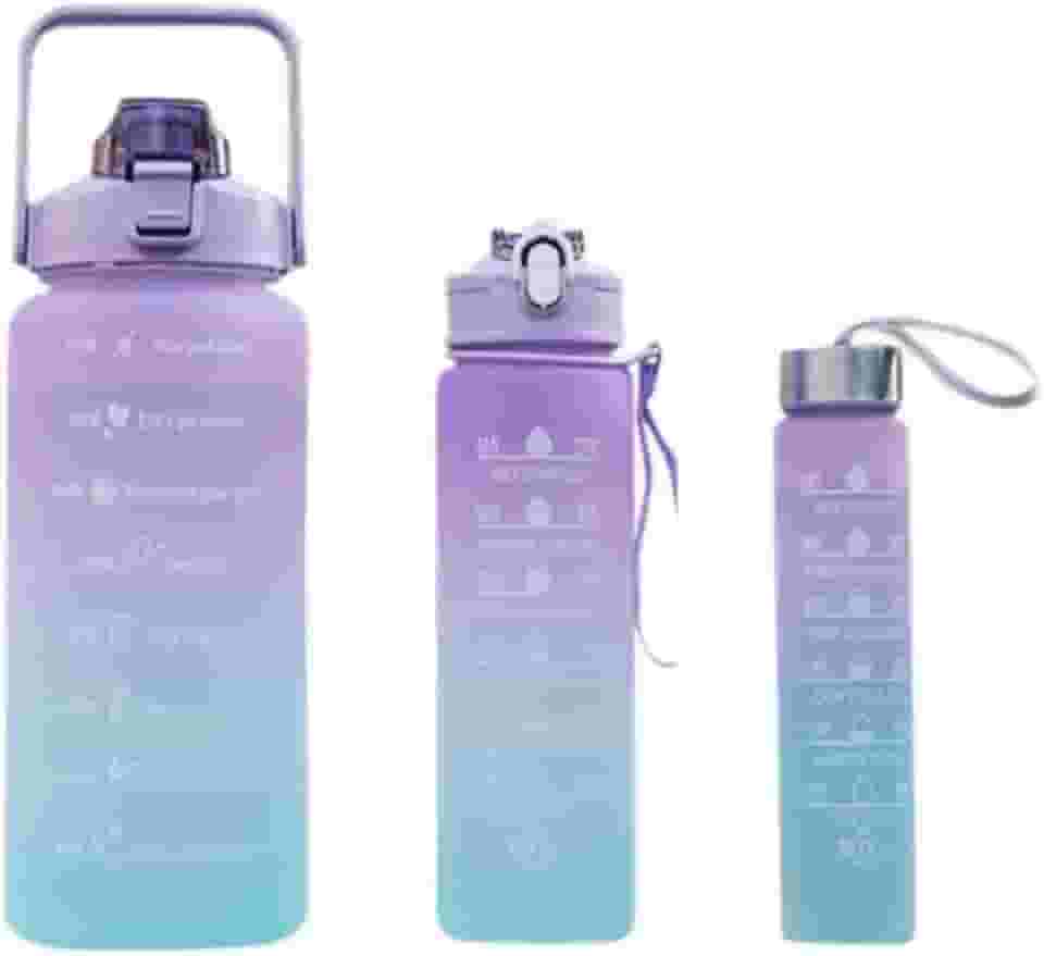 Kit 3 Garrafa De Água Squeeze Galão 2l Litros Motivacional Academia Colorida Antivazamento 3D Tie Dye Frases Português (cores variadas)