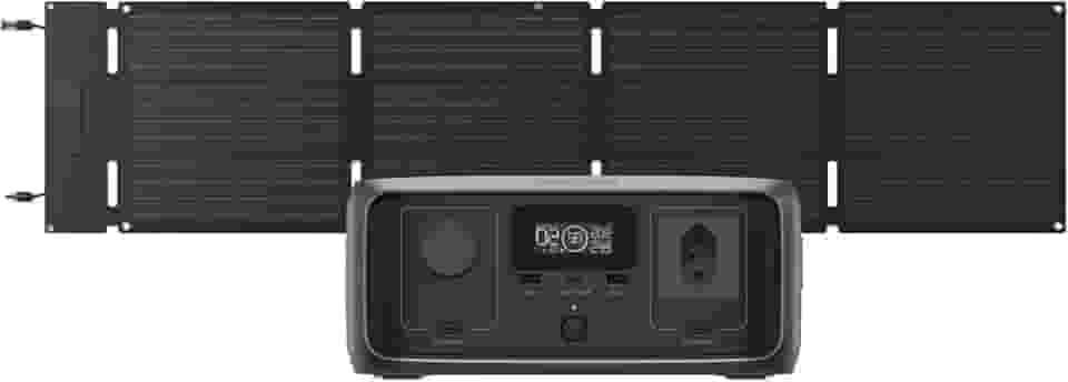 EF EcoFlow Gerador Solar River 3 120V com 60W Painel Solar, Bateria LFP de 230 Wh, Saída de 600 W, Eficiência de GaN que Dobra a Autonomia, UPS <20 ms, Estação de Energia Portátil para Uso ao Ar Livre