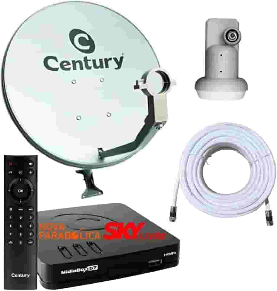 Antena Parabólica Century Livre de Mensalidade com 1 Receptor Midiabox B7
