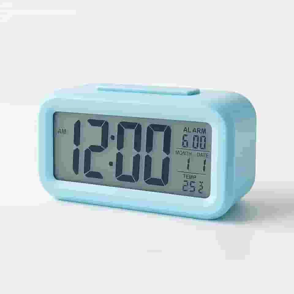 Relógio Digital de Mesa Despertador de Cabeceira Inteligente com Sensor de Temperatura Cabeceira Premium (Azul Bebê)