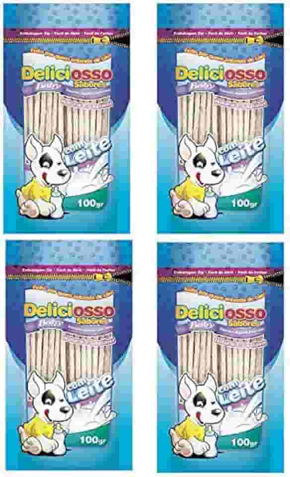 4 un Osso Deliciosso Baby Palito Fino Leite para Cães Filhotes Ossinho para cachorro filhote - 100 g