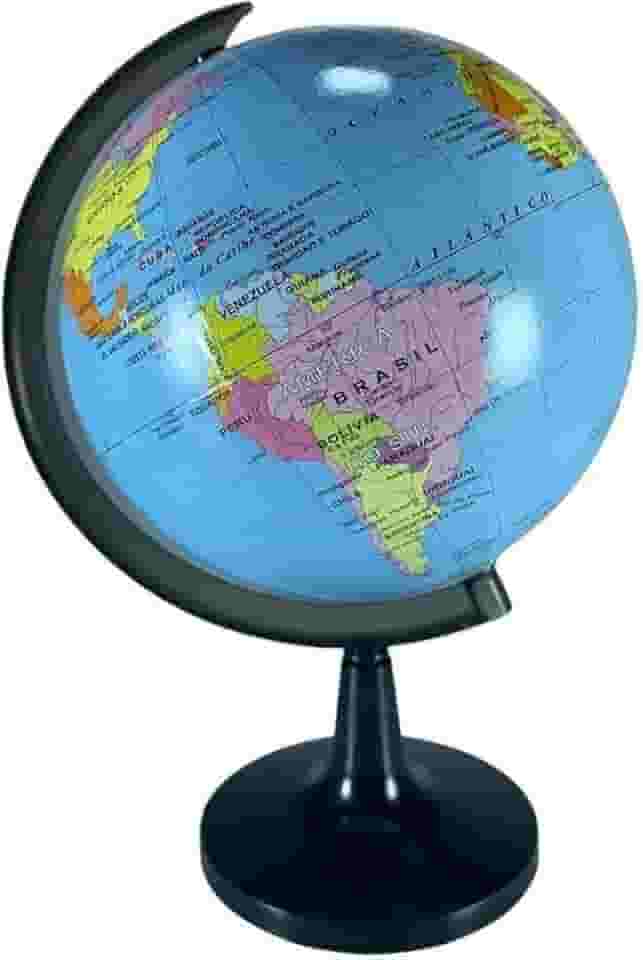 Globo Terrestre Giratorio Mesa Mapa Mundi Político Escolar 16cm Eixo com Medidor Premium