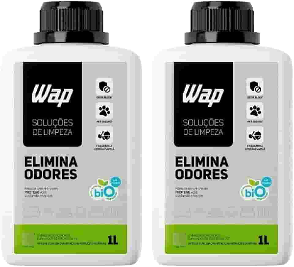 Kit WAP Elimina Odores Pet – 2 Frascos de 1 Litro – Neutraliza Mau Cheiro, Urina e Fezes, pH Neutro, Biodegradável, Fragrância Cereja e Avelã