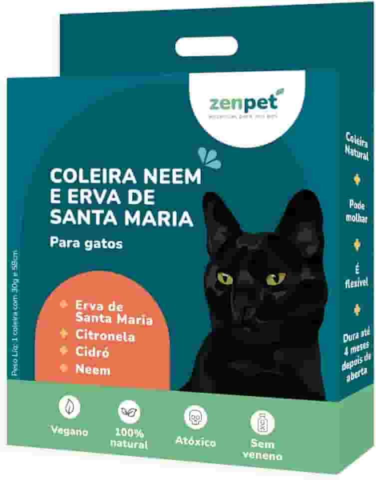 Coleira Neem e Erva de Santa Maria para Gatos Zenpet