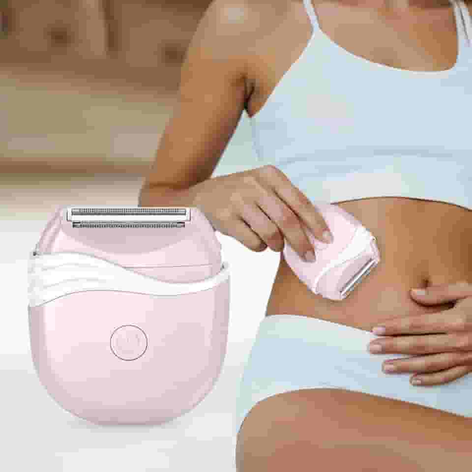 Aparador de biquíni e barbeador elétrico feminino, remoção de pelos corporais para pele lisa, design portátil