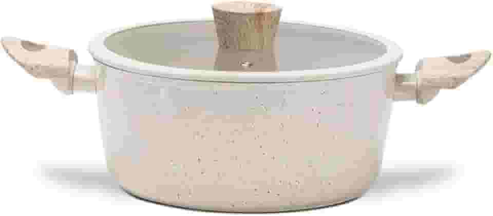 Brinox - Panela Caçarola de Indução Ceramic Life Sirius Ø22 cm 2,7L com Tampa e Revestimento Cerâmico Antiaderente - Vanilla