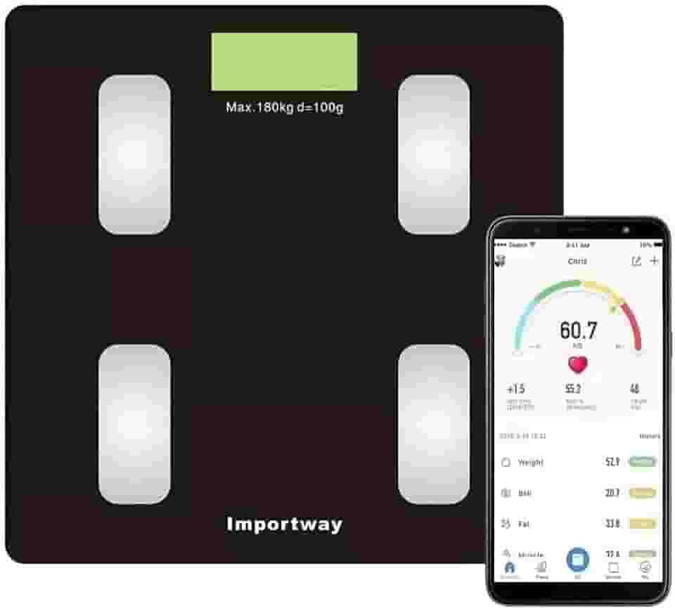 Balança Digital Bioimpedância Com Bluetooth Aplicativo Peso Analisador Corporal Gordura 180kg