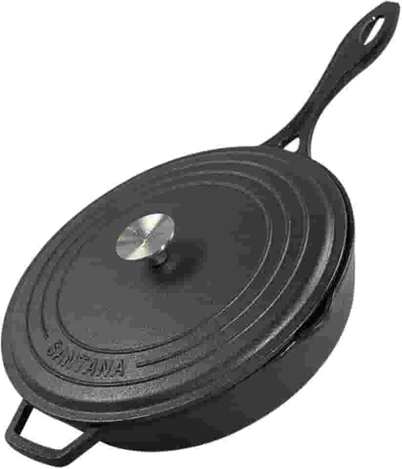 Frigideira de Ferro Fundido Cabo 28 Cm de Ferro Com Tampa Santana
