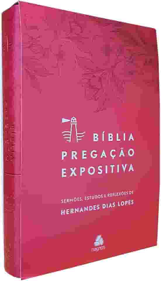 Bíblia Pregação Expositiva | RA | PU luxo rosa Flores: Feminina