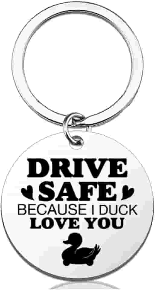 Chaveiro engraçado Duck Drive Chaveiro seguro para namorado, namorada, patinho, Love You, chaveiro presentes para marido, esposa, Natal, aniversário, dia dos namorados