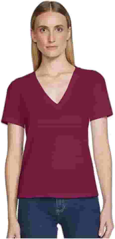 Blusa Básica Feminina Em Algodão Com Decote V