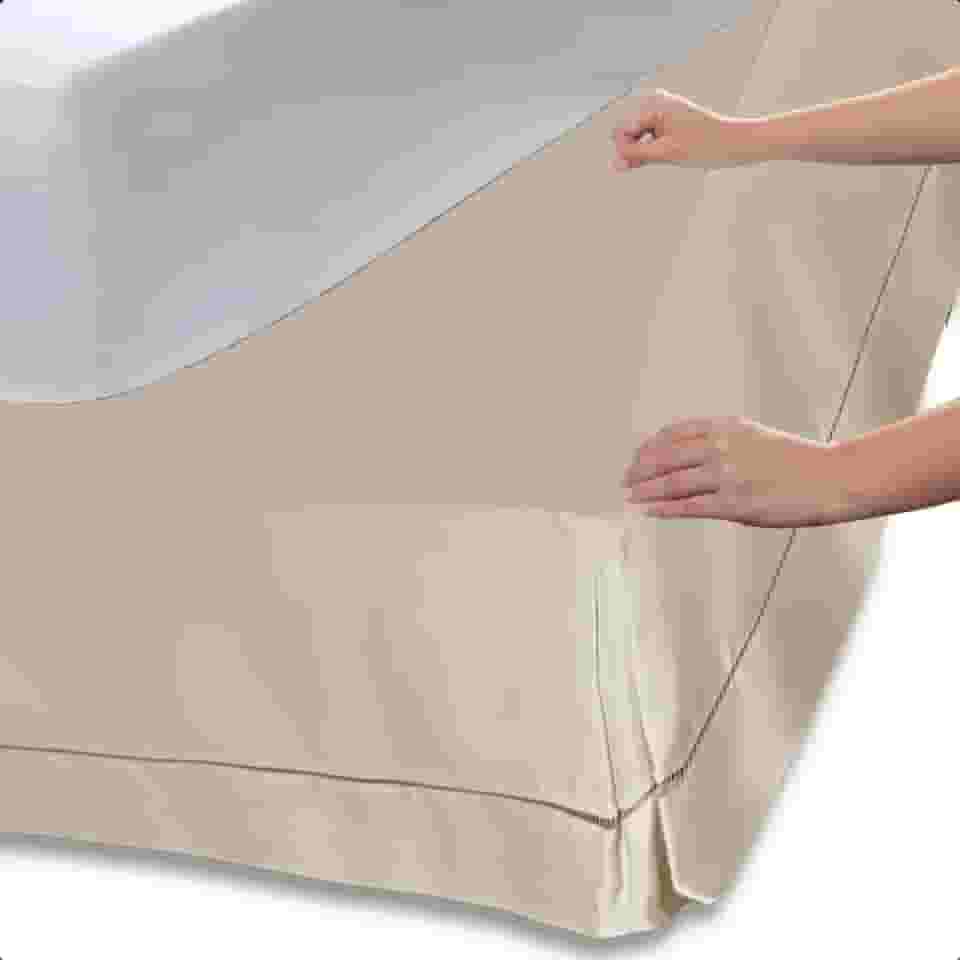 Saia para Cama Box Solteiro Ponto Palito Encaixe Prático (Cáqui)