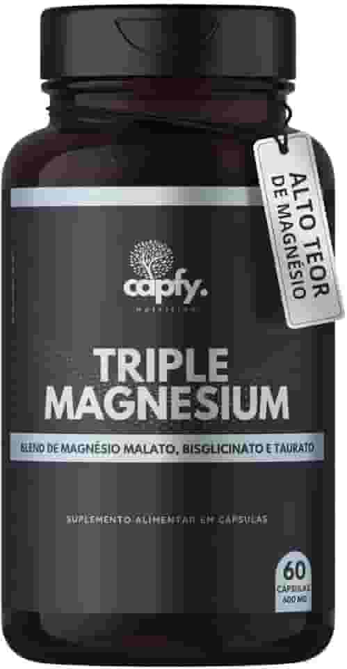 Tri Magnésio Malato Taurato Bisglicinato 600 mg 60 Cápsulas Triple Magnesium Premium Alta Concentração Capfy. Nutrition