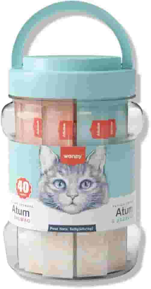 Wanpy/Truly Creamy Petisco Cremoso para Gatos, 40 Sachês, 560g, Atum e Salmão + Atum e Bacalhau