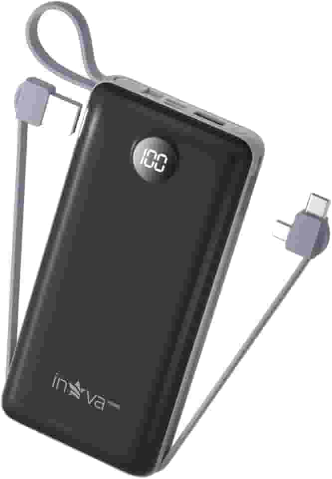 Power Bank, Carregador Portátil de 20000mAh com Carga Rápida, Múltiplas Portas, Design Leve e Proteção Inteligente para Dispositivos iOS e Android/USB/Type-C/Preto/(KV-P204-‎Preto)