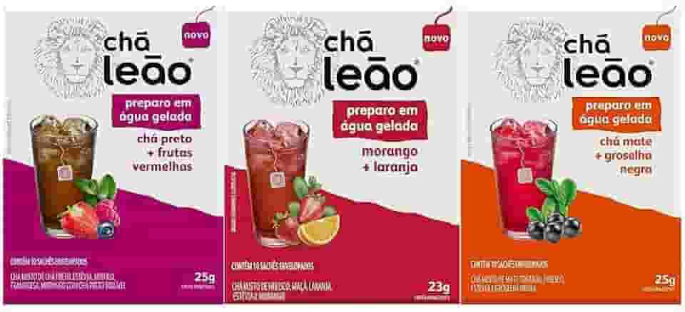 Combo Chá Gelado Leão – 30 Sachês (Frutas Vermelhas, Morango e Laranja, Matte e Grosselha Negra)