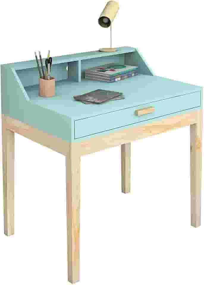 escrivaninha mesa de estudo para Quarto Decorativa Retrô com pés de madeira Com Gaveta nicho e prateleira (Menta)