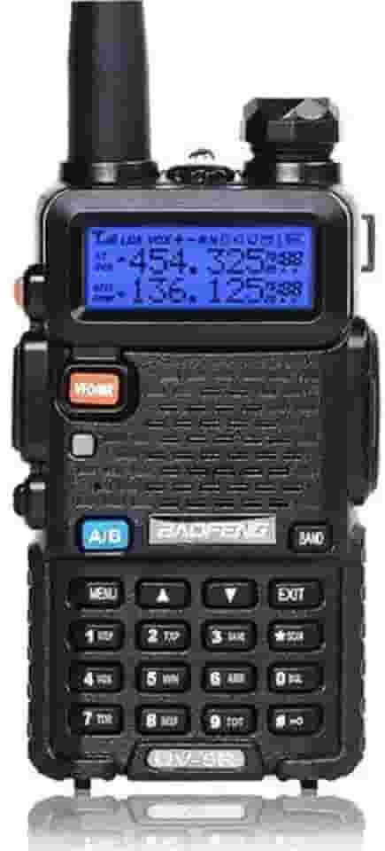 BAOFENG Uv-5R Rádio Bidirecional Banda Dupla 144-148/420-450Mhz Walkie Talkie 1800Mah Bateria de Íon-Lítio (Preta)