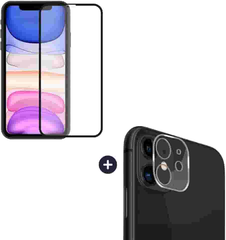 Película De Vidro 3D Tela Toda Para iPhone + Película Lente de Câmera (iPhone 11)