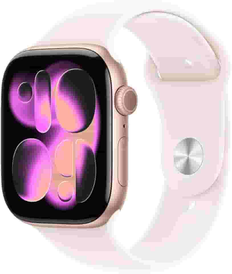 Apple Watch Series 11 GPS, Caixa em alumínio rosa‑dourado de 46 mm com Bracelete desportiva rosa leve - P/M