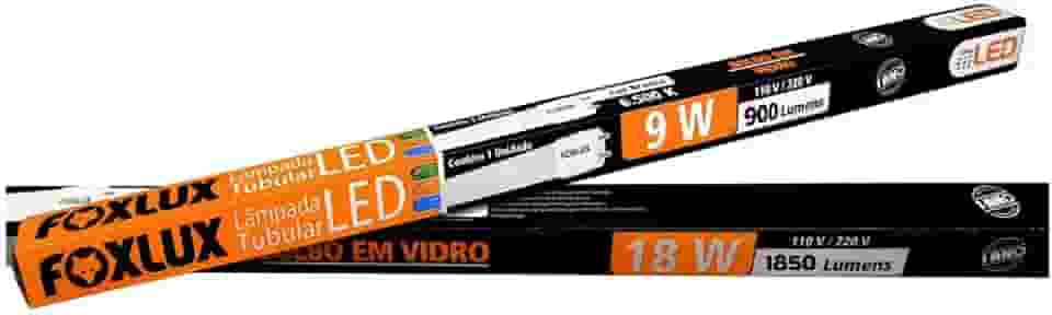 Foxlux Lâmpada Tubular LED 9W 6500K Bivolt Vidro