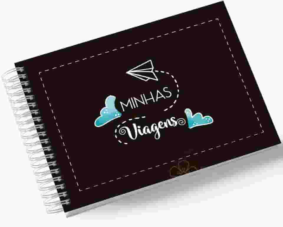 Álbum de Fotos Scrapbook papel Kraft 15x21cm 25 folhas Minhas Viagens