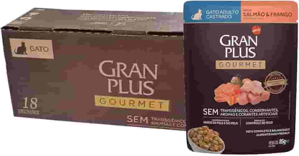 Granplus Ração Úmida Granplus Gourmet Gatos Castrados Salmão E Frango 85G - Pack Com 18 Unidades