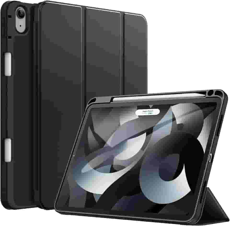 JETech Capa para iPad Air 11 Polegadas M3/M2 (2025/2024), iPad Air 5/4 (10,9 Polegadas, Modelo 2022/2020) com Porta Pencil, Suporte para Carregamento de 2º Pencil, Capa Fina para Tablet (Preto)