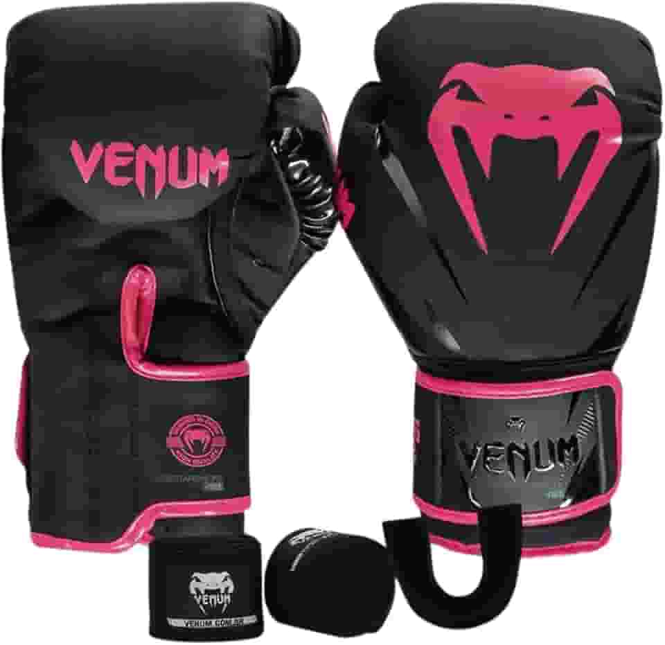 Kit Venum Boxe Muay Thai 12 Oz Feminino Luva Bandagem Bucal New Impact Evo Rosa Profissional