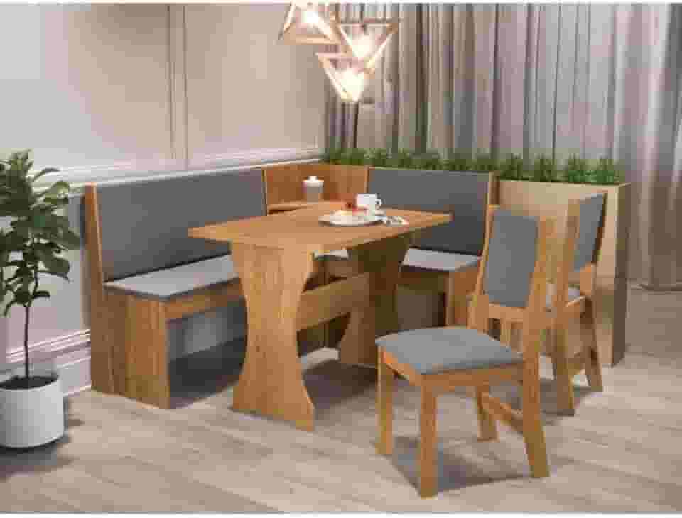 Conjunto Sala de Jantar Canto Alemão Rock com 2 Cadeiras Sol