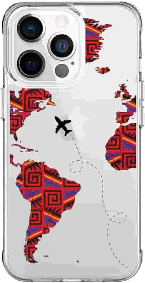Capa Capinha Anti Impacto para Celulares Apple - Estampa Mapa Mundi Tribal (Iphone 16)