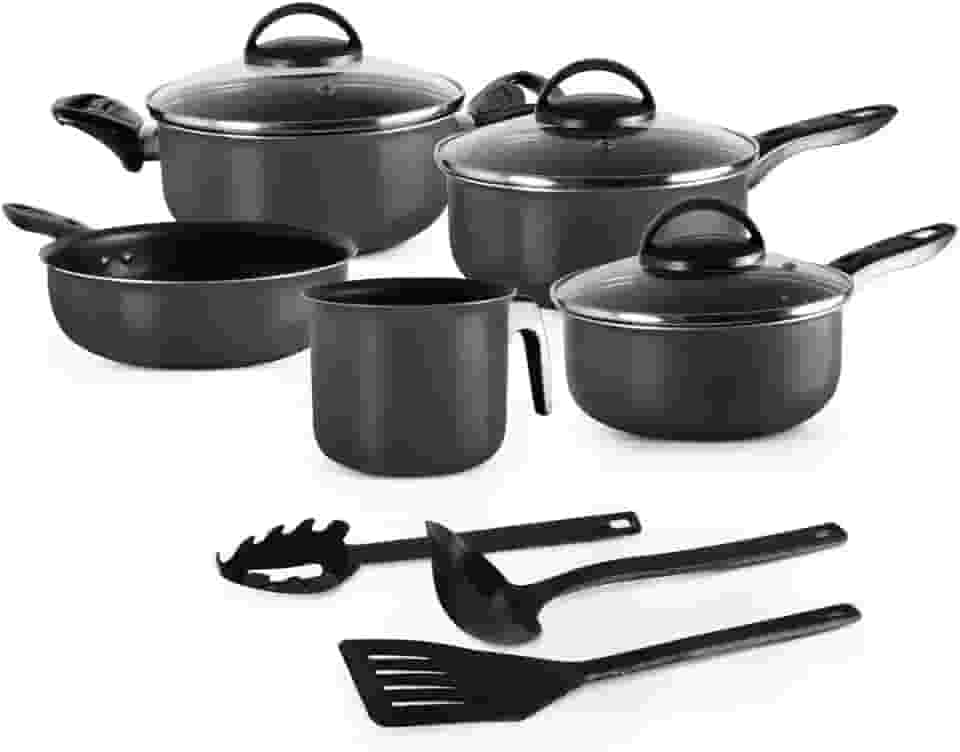 Conjunto De Panelas 08 Peças Preto Antiaderente Elegan