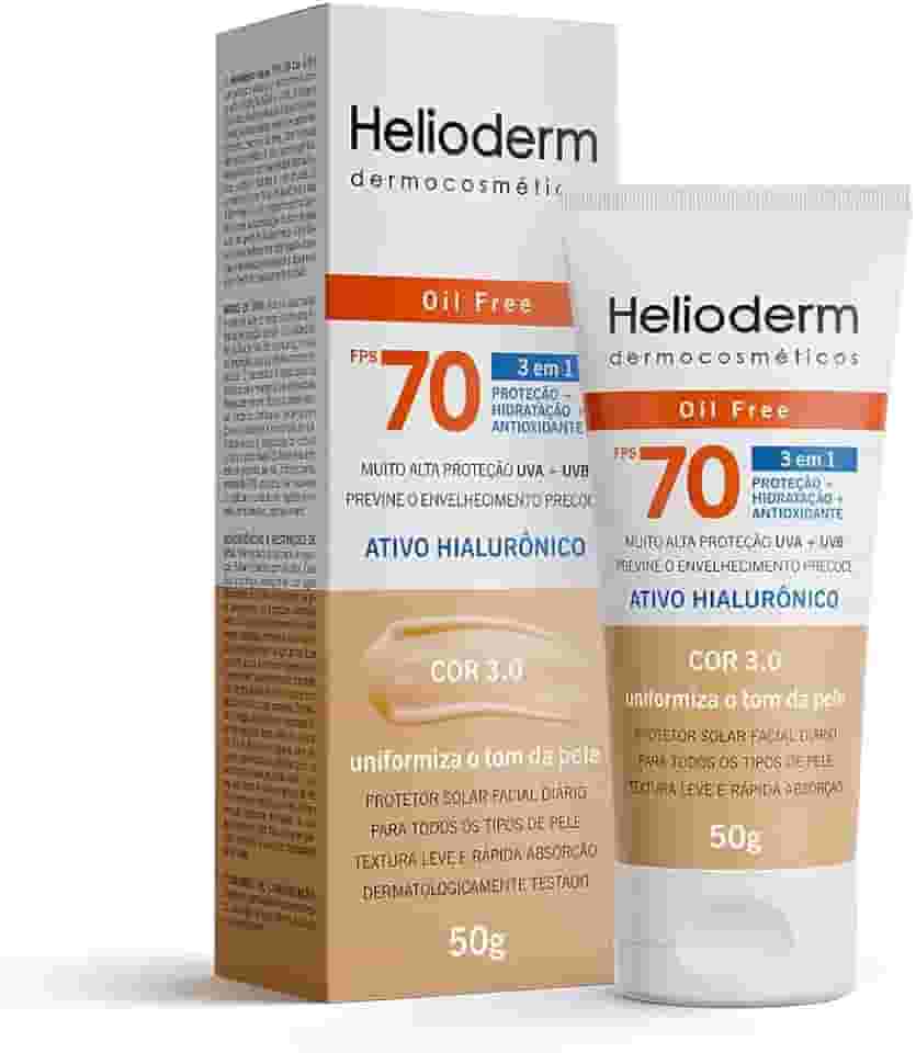 Protetor Facial Diário Helioderm Oil Free FPS 70 Bege Médio
