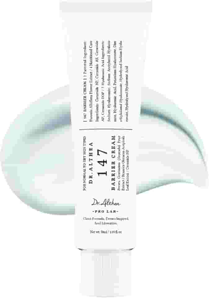 Dr.Althea 147 Barrier Cream | Cuidados diários com a barreira da pele | Hidratação profunda com ácido hialurônico e ceramidas | Cuidados com a pele veganos coreanos para todos os tipos de pele | 4 ml