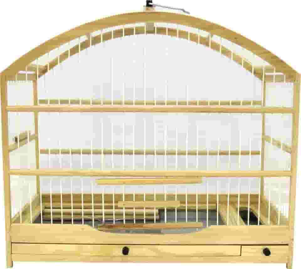 Gaiola Pequena Para Passarinho Em Madeira - Coleira/Coleiro/Coleirinha Natural