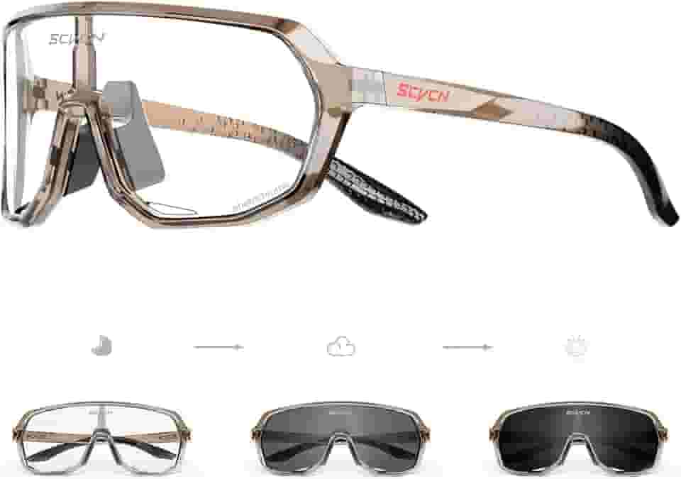 SCVCN Óculos de Ciclismo Fotocromáticos Homens Mulheres Óculos de Sol Esportivos Transparentes Proteção UV400 para Ciclismo Corrida mtb DZ-S63