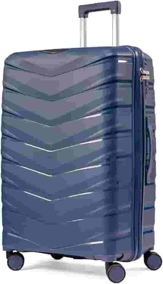 Mala Grande De Viagem 32Kg Polipropileno 8 Rodas 360 Giratória Para Despachar Rígida Leve Tamanho G Viajem Internacional Resistente(AZUL, GRANDE)