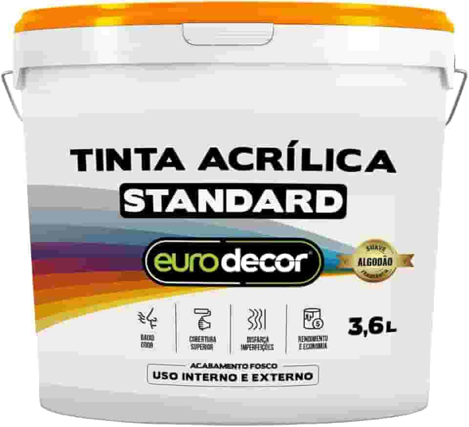 Tinta Acrílica Standard Euro Decor 3,6KG Sem Cheiro Anti Mofo Interior e Exterior (Cinza Aconchego)