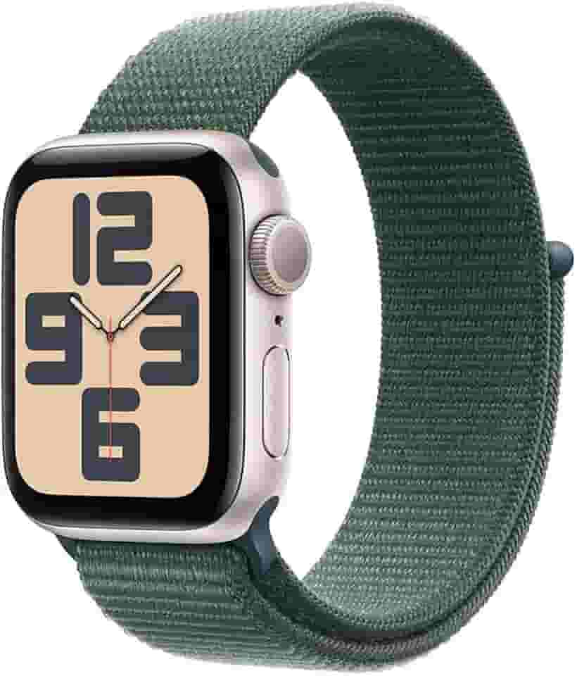 Apple Watch SE GPS • Caixa estelar de alumínio – 40 mm • Pulseira loop esportiva verde-lago