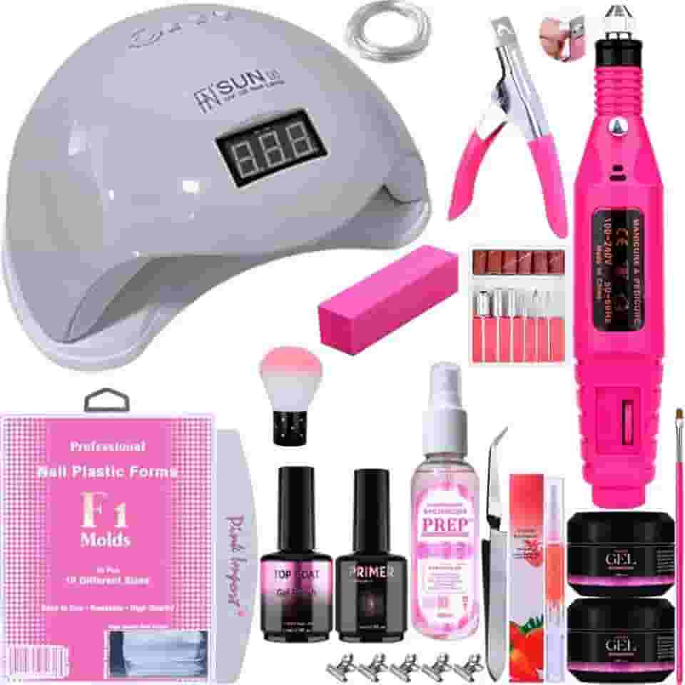 Kit Completo Manicure Unhas de Gel com Cabine Sun LED UV 48W e Lixadeira Elétrica Caneta Bivolt (Branco)