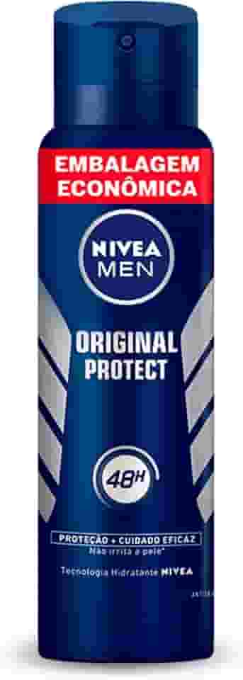 NIVEA MEN Desodorante Antitranspirante Aerossol Original Protect 200ml - Proteção eficaz de 48 horas contra suor e mau odor, desenvolvido especialmente para prevenir irritações na pele