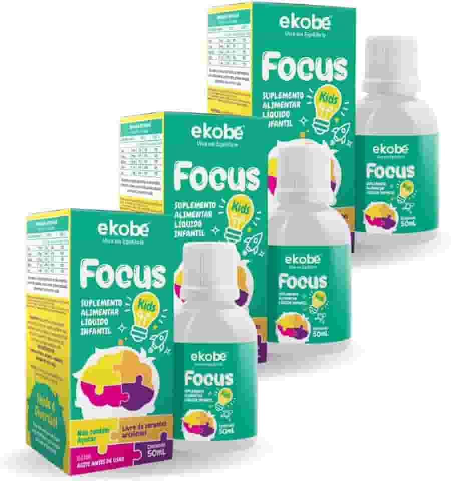 Kit Com 03 - Focus Kids (Memória) Sabor Tutti-Frutti 50ml Ekobé