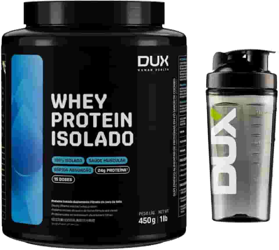 Combo Whey Protein Isolado Dux Nutrition 450g + Sabor Chocolate-Branco + Coqueteleira Oficial