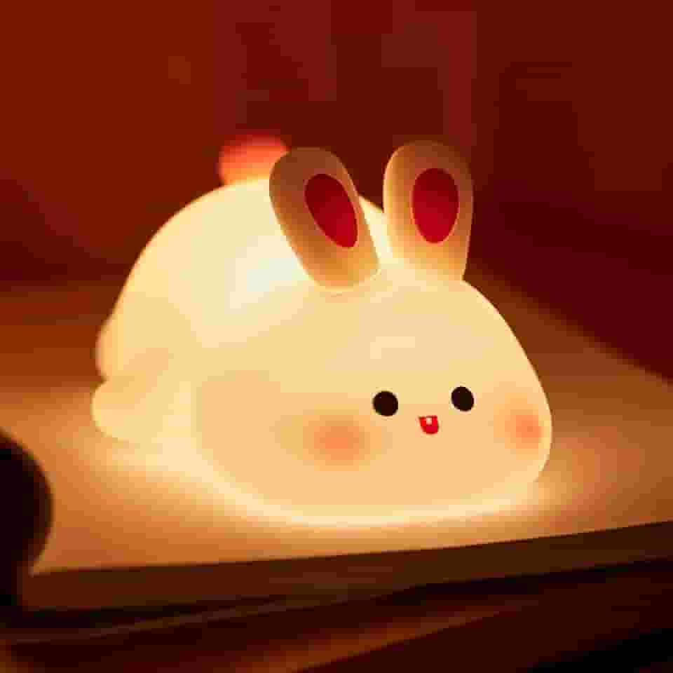 Luz noturna de coelho para crianças, linda luminária de silicone para bebê, coelhinho regulável, lâmpada noturna de berçário, luz noturna de coelho recarregável, lâmpada de cabeceira para amamentação