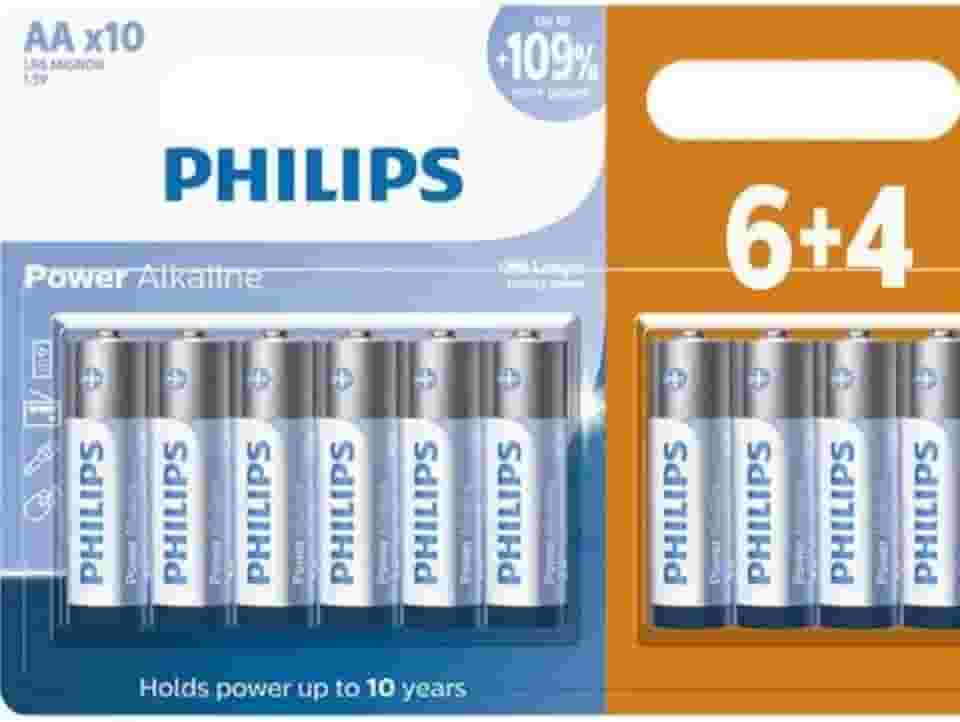 Pilha Aa Philips Alcalina Pack C/10 Pilhas Aa Power Alkaline