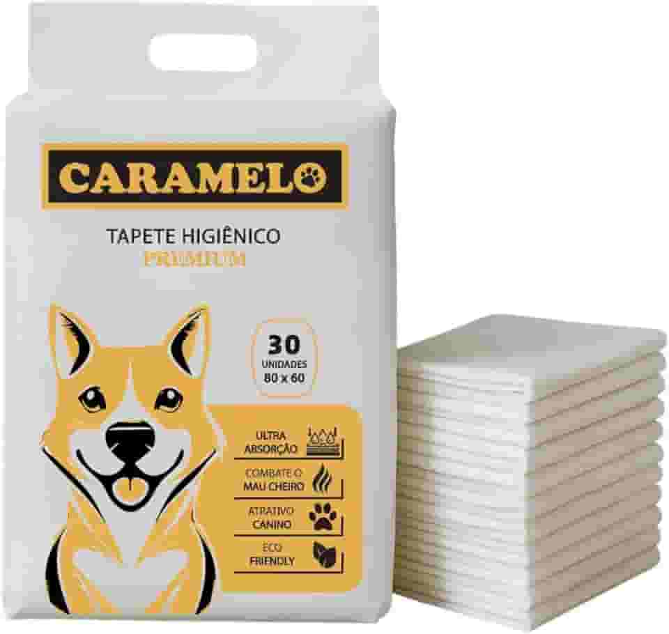 Tapete Higiênico Premium Cães Caramelo 80x60 30 unidades, Ultra Absorção Combate Mau Cheiro Ecológico - Caramelo