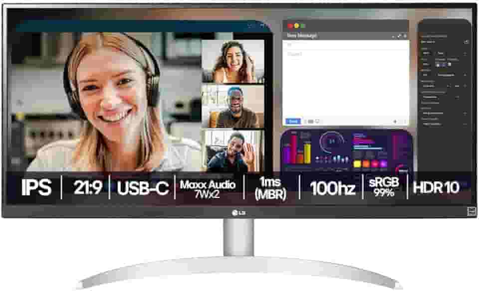 Monitor LG UltraWide™ - Tela IPS de 29", 21:9, USB-C, 7Wx2 MaxxAudio®, sRGB 99%, 100Hz - 29WQ600B